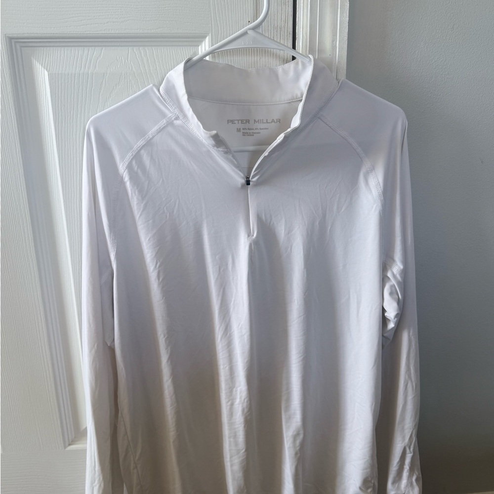 Peter Millar White Quarter-Zip Pullover